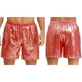 thumbnail image 7 of iiniim Men's Shiny Metallic Disco Shorts Loose Fit with Side Pockets for Casual Daily Party Wear Hot Pink M, 7 of 7