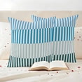 thumbnail image 3 of Colorful Stripe Outdoor Waterproof Pillow Covers, Modern Teal Blue Green Vertical Striped Decorative Square Throw Pillowcase Sofa Cushion Sham for Patio/Couch/Chair, 24"x24" 2 Pack, 3 of 8