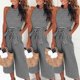 thumbnail image 1 of Primavera y verano Moda europea y americana Pantalones casuales ajustados con cordones sexy a rayas con cuello redondo para mujer, 1 of 6