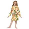 thumbnail image 6 of FORMRS Niños Bathrobe Unisex Hooded Robe Soft Plush Pajamas Sleepwear, Size 2-3T, Green Retro Autumn Leaves, 6 of 7