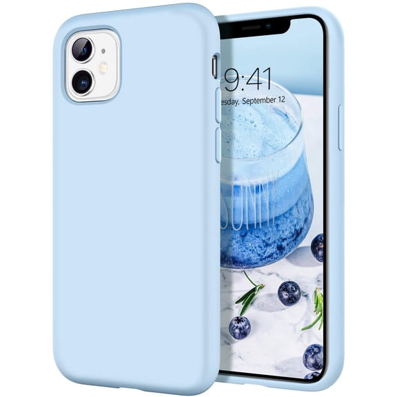iPhone 11 Case Silicone iPhone 11 Phone Cases Women Men Gel Rubber Microfiber Lining Cushion Texture Cover Shockproof Protective, Light Blue