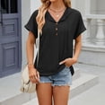 thumbnail image 6 of Shwomsmer Womens Summer Tops Women's Casual Summer Hoodies Short Sleeve Drawstring Hoodies Tops Button Front V Neck Pullover T Shirts Tops Womens Short Sleeve Athletic Tops, 6 of 9