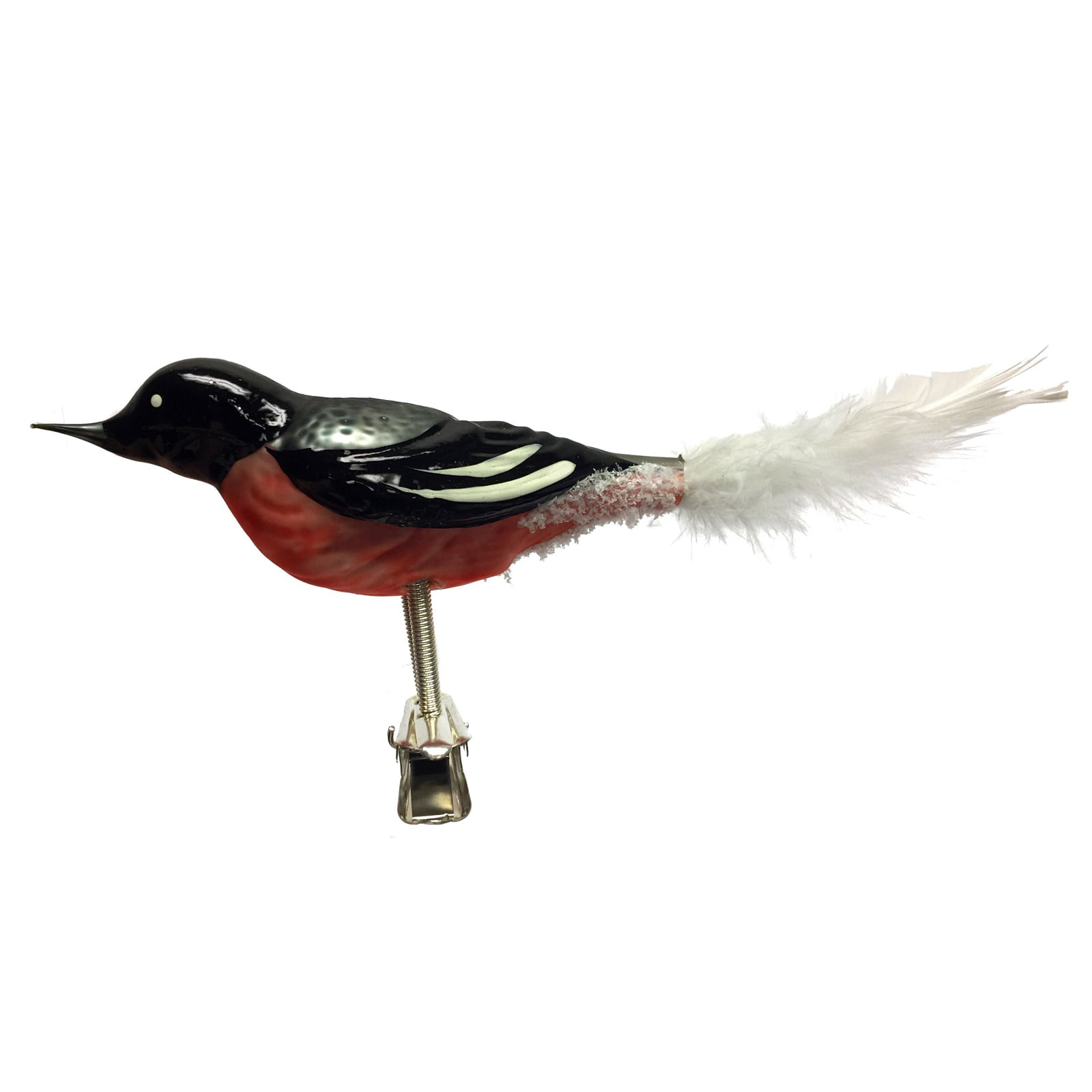WREN CLIP ON BIRD FEATHER TAIL OLD WORLD CHRISTMAS GLASS ORNAMENT NWT 18082 