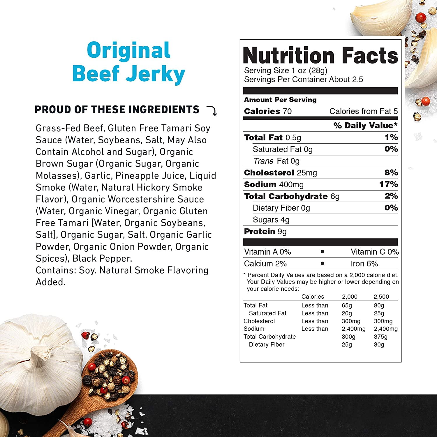 Country Archer Beef Jerky Grass-Fed Original -- 2.5 oz Pack of 2