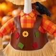 thumbnail image 2 of Thanksgiving Porch Goose Scarecrow Outfit with Plaid Shirt and Brown Overalls, Straw Hat and Crow Accent, 22.8 inch Fall Yard Decor, 2 of 8