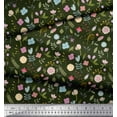 thumbnail image 3 of Soimoi Green Cotton Poplin Fabric Artistic Floral Printed Fabric 1 Yard 56 Inch Wide, 3 of 3