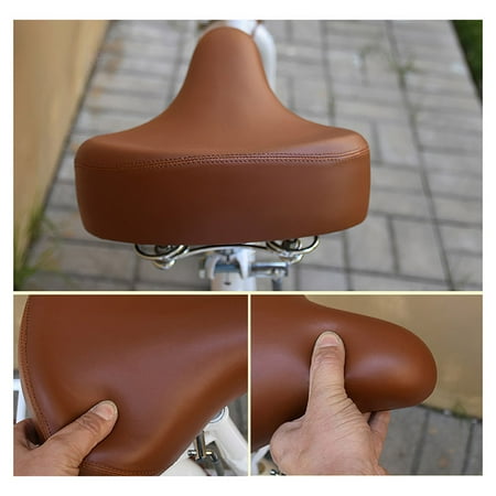 Onever Retro Bicycle Saddle Pu Leather, Brown Leather Bike Seat Cover