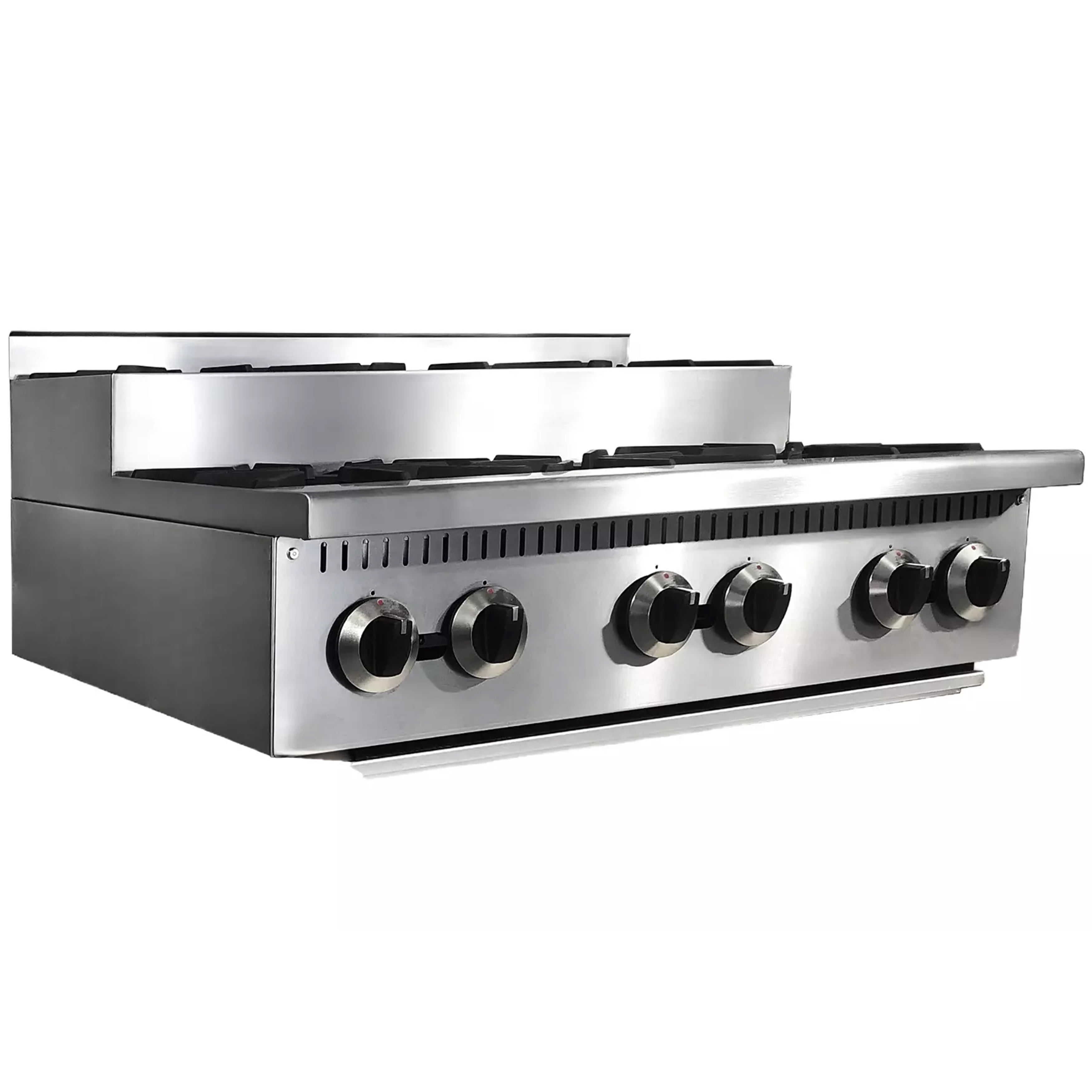 36 in. Six Burner Countertop Step-Up Hotplate Natural Gas, NSF Commercial Hotplate Restaurant Hotplate