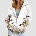 thumbnail image 3 of Xudanell Womens Zip up Hoodies Butterfly Print Womens Sweatshirt Clothes Winter Jackets with Zipper Everyday, 3 of 5