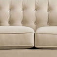 thumbnail image 4 of 69 Inch Wood Loveseat with Nailhead Trim, Button Tufting, Beige Velvet, 4 of 5