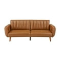 thumbnail image 5 of Weston Home Fosnavag Modern Upholstered Convertible Sofa with USB, Caramel Faux Leather, 5 of 10