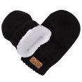 thumbnail image 4 of Jan & Jul baby toddler warm fleece lined thumbless knit mittens for fall winter (S: 3-9m, Black), 4 of 6
