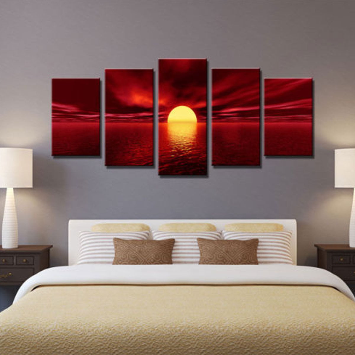 5pcs Canvas Decorative Wall Paintings Bedroom Print Haning Picture Set No Framed 
