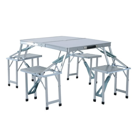 Outsunny Height Adjule Folding Outdoor Picnic Table W 4 Seats Outsunny Height Adjule Folding Outdoor Picnic Table W 4 Seats Natural Wood And Silver
