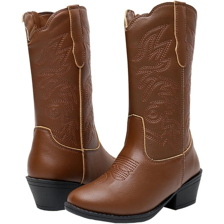 

Ahannie Kids Western Boot Boys & Girls Pointed Toe Mid Calf Cowboy Cowgirl Boots(Toddler/Little Kid/Big Kid)