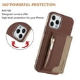 thumbnail image 2 of Allytechgroup 2-in-1 Magnetic Wallet Case for Apple iPhone 11, Detachable Card Holder with Zipper Pocket RFID Blocking Kickstand PU Leather Protective Flip Cover with 6 Slots, Brown, 2 of 6