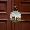 thumbnail image 6 of Rustic Round Wooden Wall Art Sign, 8" Decorative Home Decor, Vintage Cows Farm Animals Cattle Designs, Easy Hang, Gift-Ready for Christmas Living Room Bedroom Kitchen Office, 6 of 8