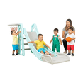 thumbnail image 1 of PLAYOUT KIDS | Resbaladilla Infantil 2 en 1 con Canasta de Básquetbol Color Aqua Plástico Resistente Interior Exterior 1.75m, 1 of 4