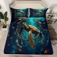 thumbnail image 2 of Ensemble de Draps Tortue de Mer Attrape-Rêves Ensemble de Draps Double, Draps Boho Plume Nautique Animaux Marins Drap-Housse, Décor Bohème Exotique, 2 of 6