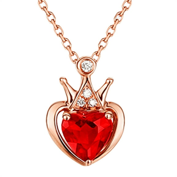 MOQIN Pendant Necklace for Women,Crystal Crown Necklace for Women Gold Plated with Birthstone Charm Pendant Necklace, Jewelry Gifts for Women