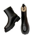 thumbnail image 4 of XIMIN Women's Chelsea Boots with Thick Sole - Slip-On Fur Lined Winter Warm Fleece-Lined Boots Lug Sole Combat Mid Calf Slip On Chunky Ankle Booties Casual Style, 4 of 5