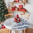 thumbnail image 2 of Round Fitted Tablecloths with Elastic Edge Winter Christmas Blue Tree Waterproof Table Cover for Kitchen Dining Party Decor,45" - 54", 2 of 9