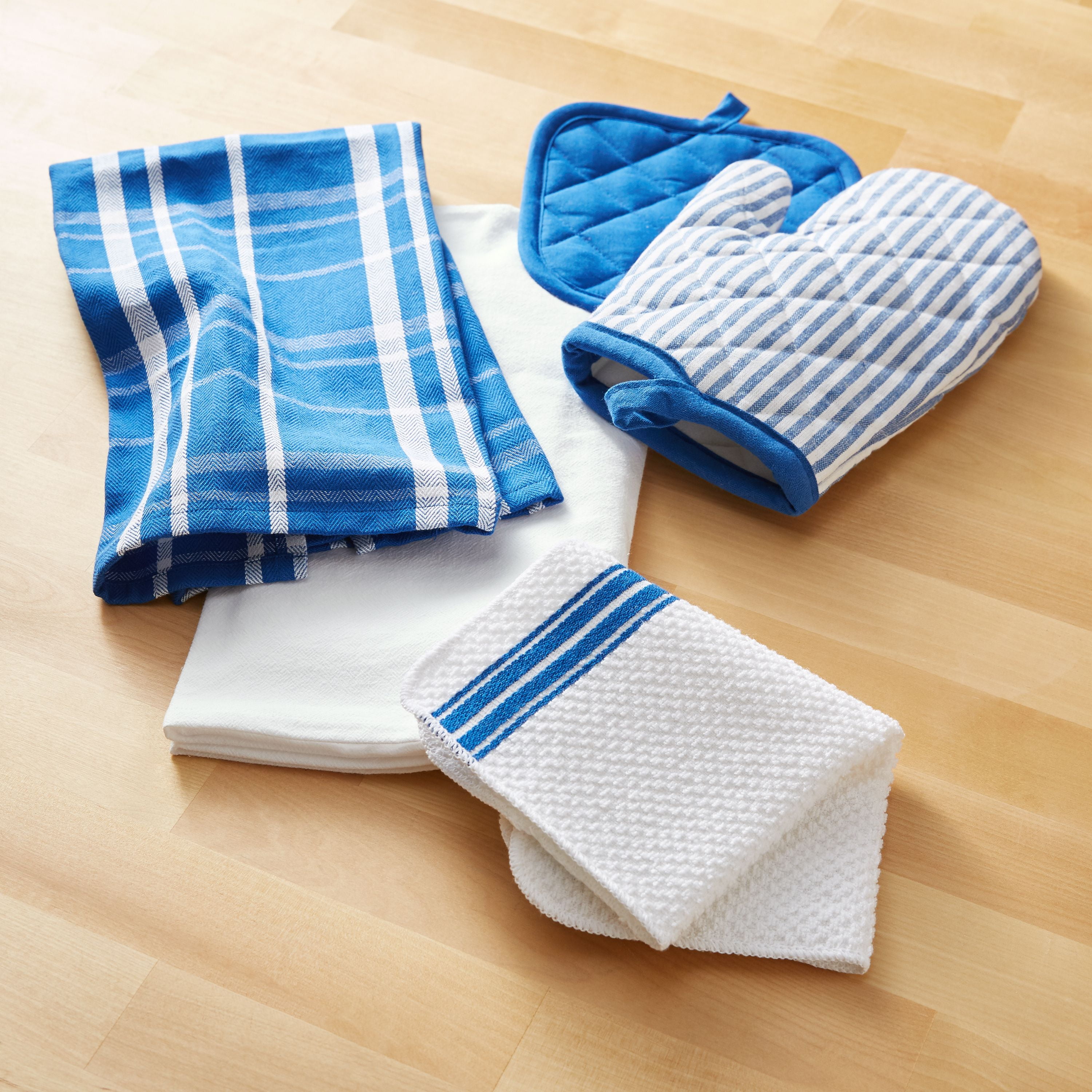 Two Terry Cloth Kitchen Towels with Matching Four Pack of Dish Cloths by Food Network