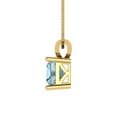 thumbnail image 2 of 1 ct Brilliant Princess Cut Solitaire VVS1 Genuine Blue Natural Swiss Blue Topaz Solid 14k Yellow Solid Gold Everyday Affordable Designer Necklace Pendant with 18" Solid Gold Chain by Clara Pucci, 2 of 6