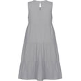 thumbnail image 4 of Fernvia Women Summer Solid Color Dress Beach Casual Round Neck Sleeveless Back Button One-Piece Street Style, 4 of 8