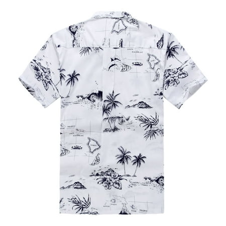 Hawaii Hangover - Hawaiian Shirt Aloha Shirt in White Map - Walmart.com ...