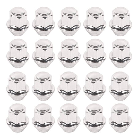 For Chevy Ford Honda Mazda Toyota 20Pcs White Chrome Acorn Lug Nuts | M12x1.5