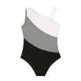 thumbnail image 3 of YUUMIN Girls Color Patchwork Swimsuit Kids One Piece Sleeveless Swimwear Beach Pool Bathing Suit Grey 8, 3 of 7