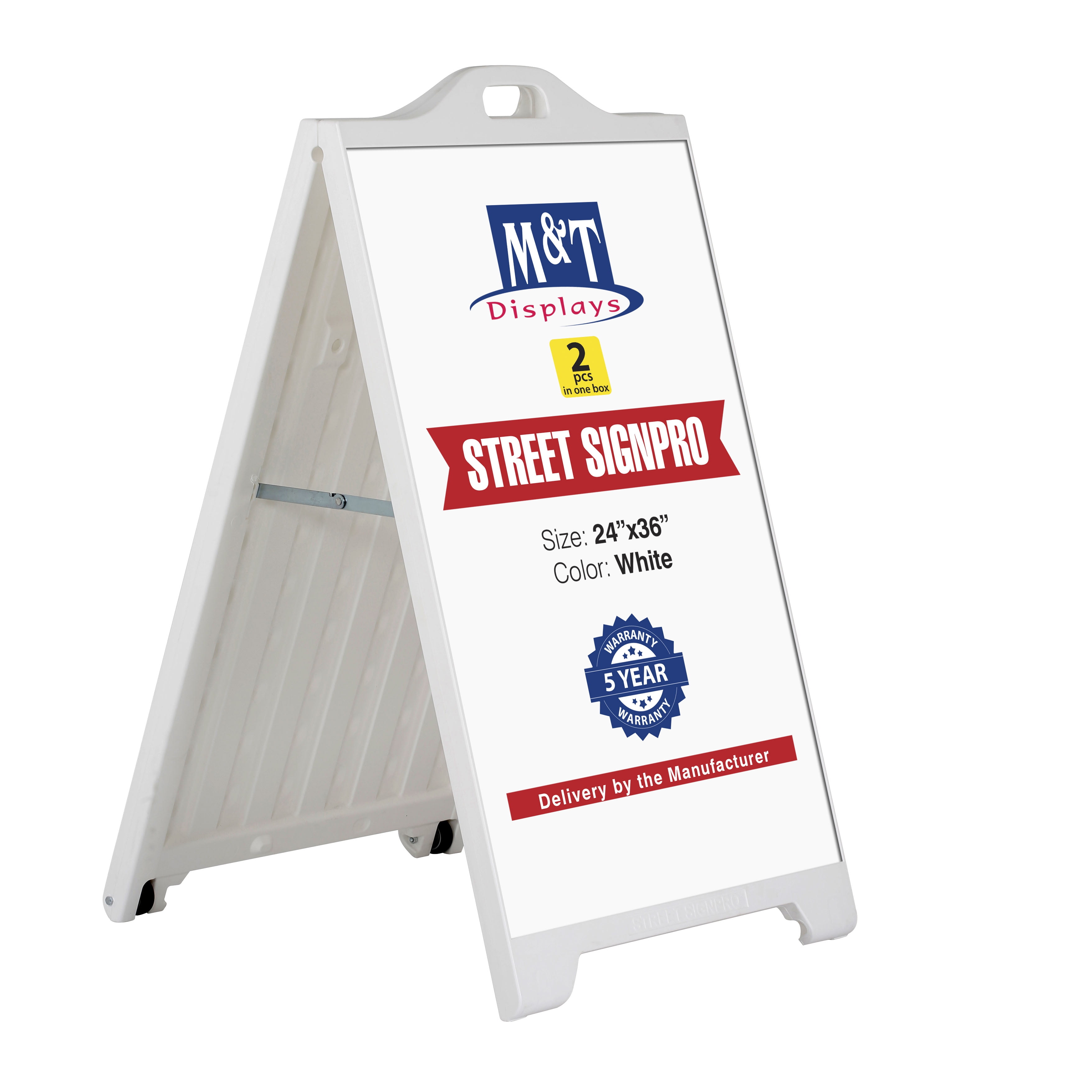 M&T Displays Street SignPro Board, 24x36 Inch Poster White Weatherproof