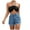 Dark Blue, variant on Women's High Waist Elastic Waistband Denim Shorts - Drawstring Casual Fashion