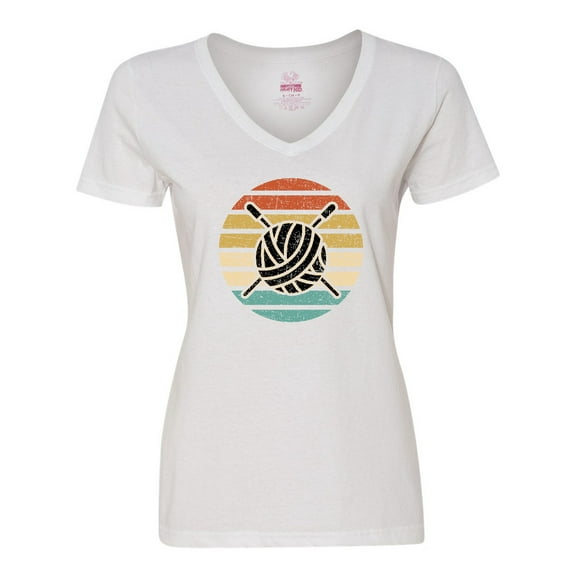 Inktastic Knitting Club Yarn Gift for Knitter Women's V-Neck T-Shirt