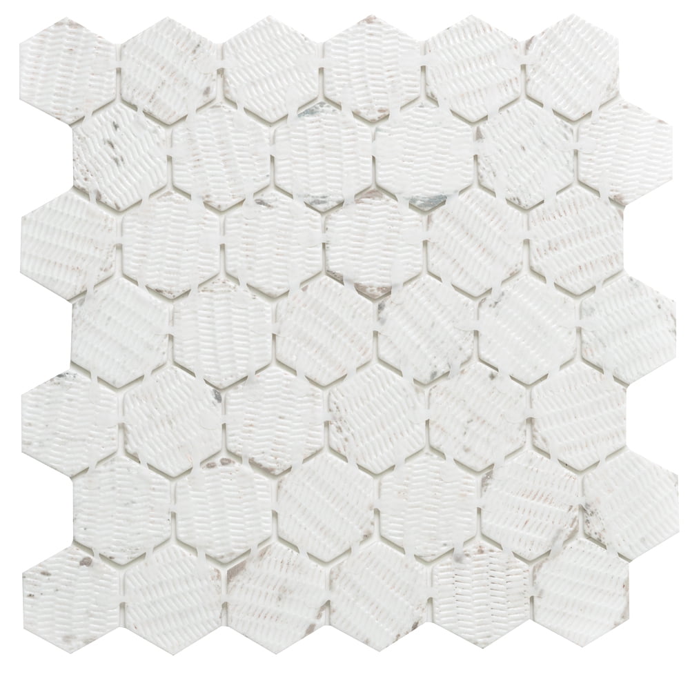 The Tile Life Eterna Hex 4" x 4" Calacatta Gold Glass Mosaic Tile Sample 1 Piece
