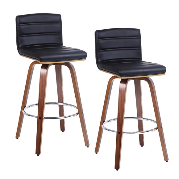 28" Vintage Counter Bar Stools Set of 2, 360° Swivel Wood Barstools with Back and Foot Ring Counter Stools for Home Kitchen Bar Coffee Shop