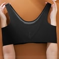 thumbnail image 4 of Plus Size Women's Wireless Tank Top Bra, Mesh Panel & Wide Adjustable Straps, Seamless Breathable Support for All-Day Comfort Black XL, 4 of 9