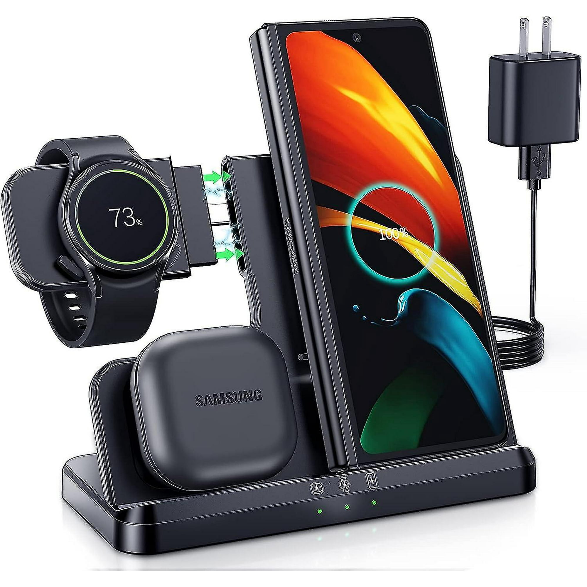 Samsung Wireless Charging Station 3 In 1 Fast Charger Dock For Galaxy Watch 5 Pro 5 4 3 active 2 Us gauge adapter White Walmart