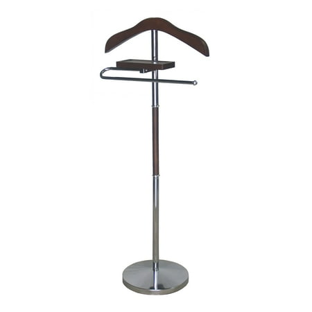 Wood Valet - VL17017 Oxford II Chrome Steel and Walnut Wood Valet
