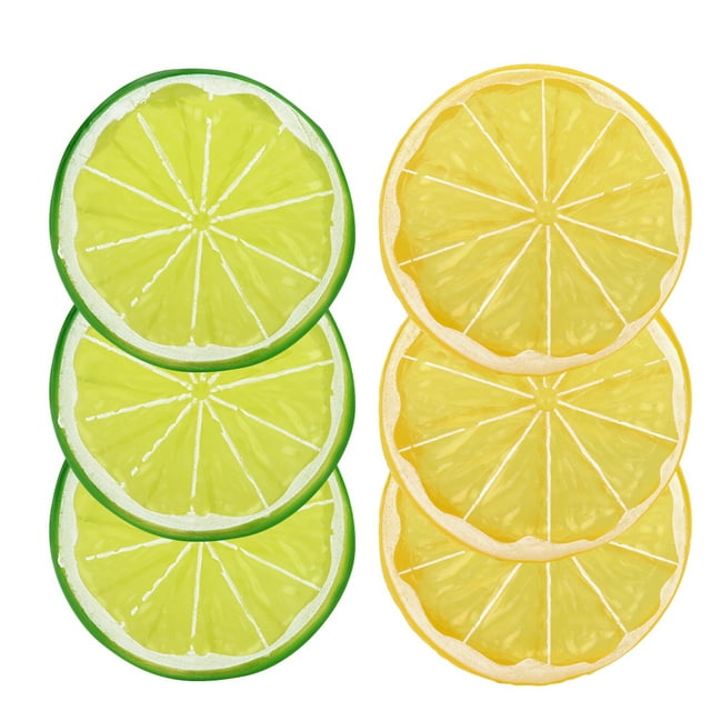 6 Pcs Tranche de Citron Créative Décorative Modèle de Fruit Artificiel Tranche de Lime pour la Maison