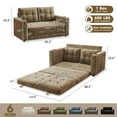 thumbnail image 3 of BedLuxury 55'' Futon Sofa Bed, Comfy 3-in-1 Fordable Sleeper Loveseat, Brown, 3 of 7