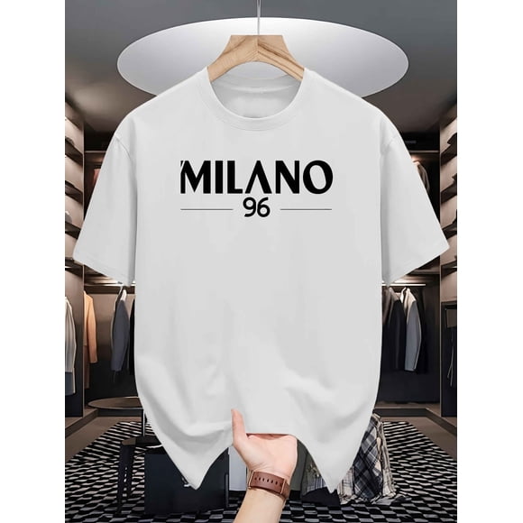 Milano96 Motif Imprimé Élastique Respirant Coupe Régulière T-Shirt Unisexe W91, jusqu'à la Taille 3TG