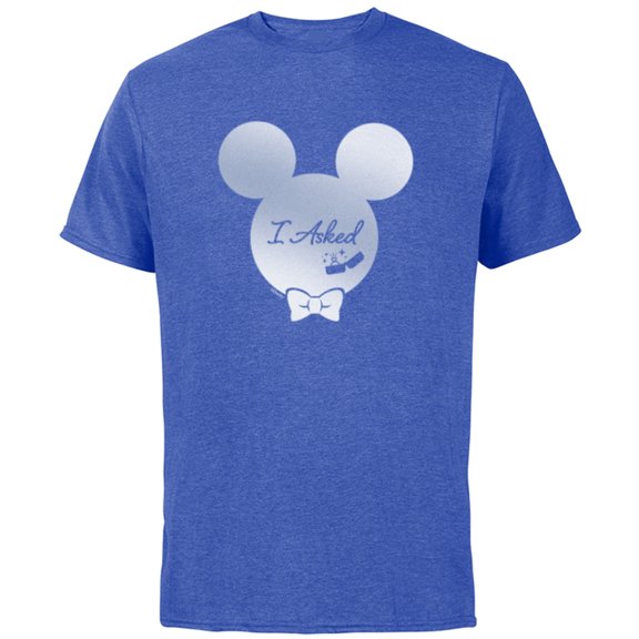Disney I Asked Proposal Engagement Ring Bow Tie Mickey - Short Sleeve Cotton T-Shirt for Adults - Customized-Royal Heather