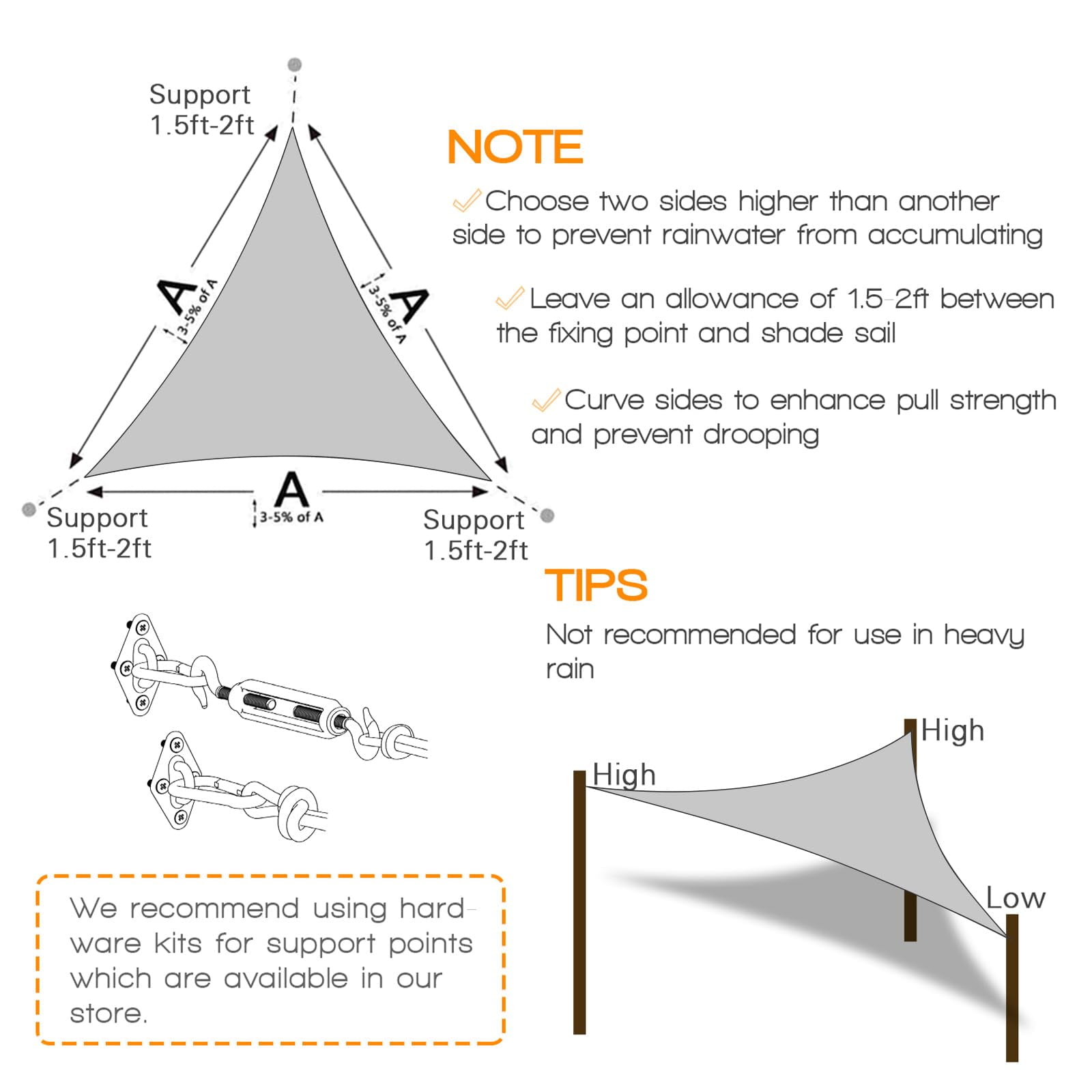 Outdoor Sunshade Sail Canvas Canopies & Privacy Screens Shading for Patio Garden Backyard, 10'x10'x14'
