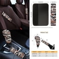 thumbnail image 4 of Renewold Car Seat Cover Set 14 PCS, with Steering Wheel Cover Seat Belt Pad Garbage Bin Armrest Rearview Mirror Handbrake Set Coaster Fit Most Vehicles, American Tribal Cow Print Brown Black, 4 of 7
