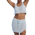 thumbnail image 2 of Womens Beach Cover Up Set, Summer Crochet Hollow Out Tank Tops + Skirt Set Beachwear, 2 of 7