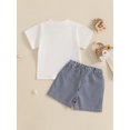 thumbnail image 6 of Baby Toddler Boy Shorts Set 6 12 18 24 Months 2T 3T Whale/Dinosaur/Turtle Short Sleeve T-shirts Striped Elastic Waist Shorts 2 Piece Summer Outfit, 6 of 9
