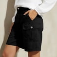 thumbnail image 4 of Womens Yoga Shorts Bermuda Cargo Shorts Women Loose Fitting Outdoor Workwear Travel Casual Short Pants with Pockets Black L, 4 of 7