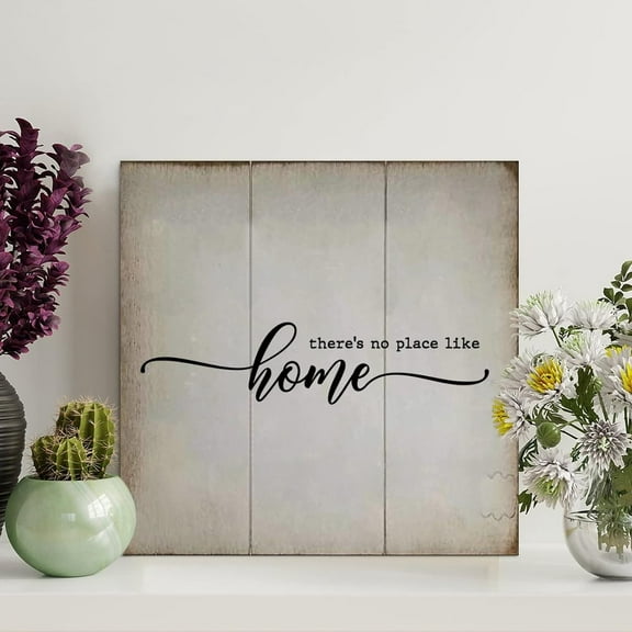 Vintage Wood Sign There'S No Place Like Home Wood Plaque Rustic Wall Hanger Farmhouse Wall Art Home Wall Decor For Living Room Bedroom Office 8x8 Inch